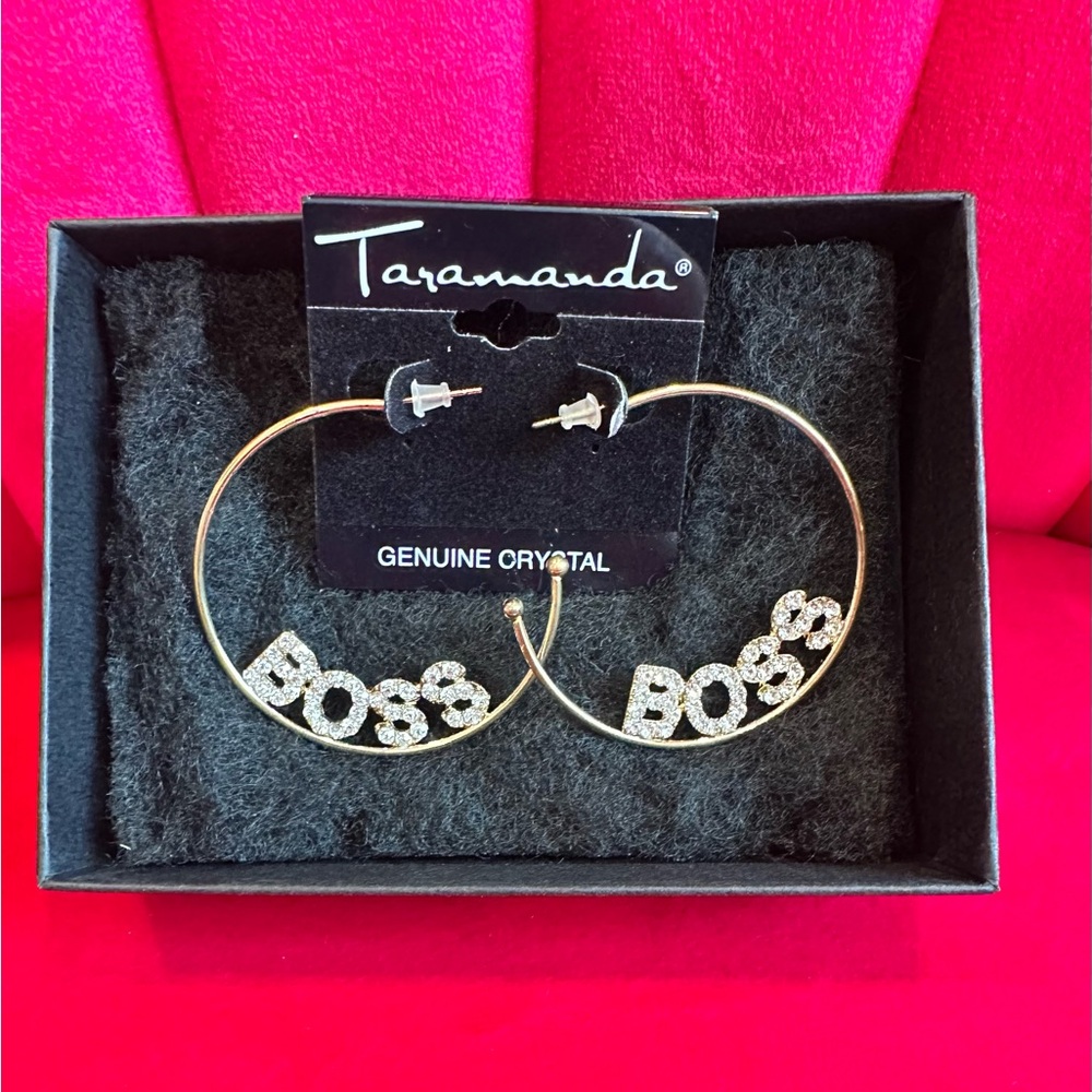Taramanda Boss bling hoop earrings